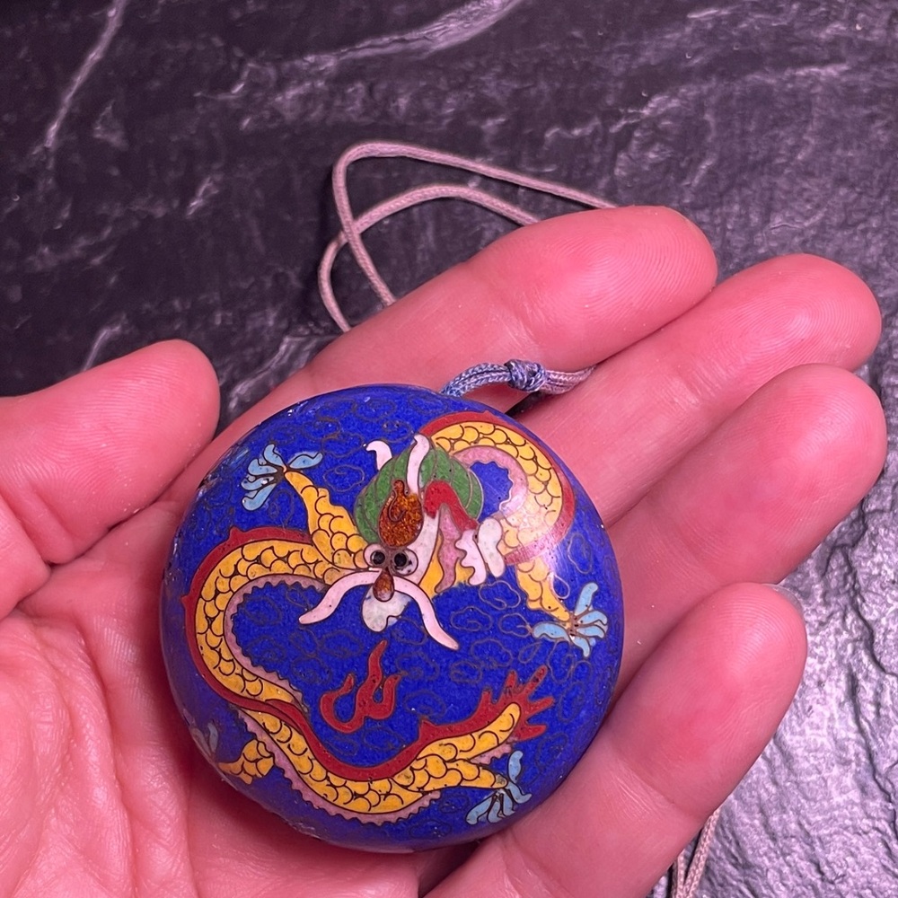 Blue Dragon Cloisonné Pendant Necklace